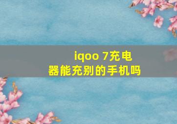 iqoo 7充电器能充别的手机吗